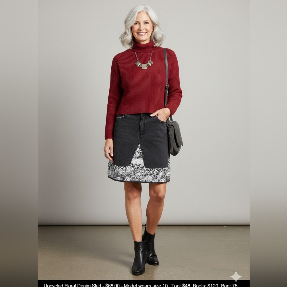 Upcycled Molly Made It  Black Jeans Skirt For Any Age - Picture 3 of 16
